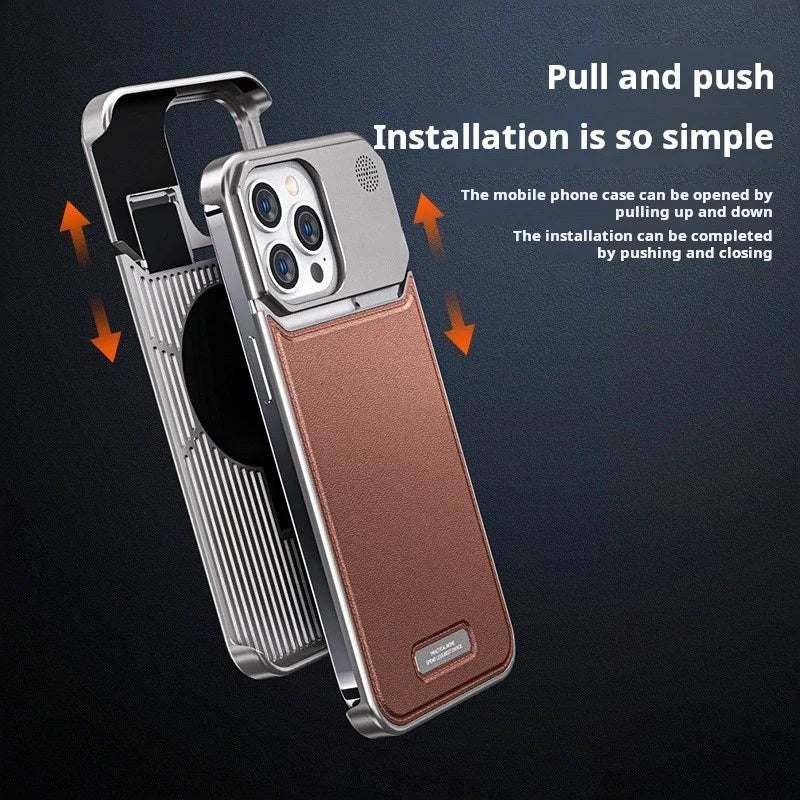 Luxury Leather Metal Phone Case For Iphone 13 14 15 16 Pro Max Magnetic Aluminum Fragrance Phone Cover For IPHON 13 14 15 Promax  Casever