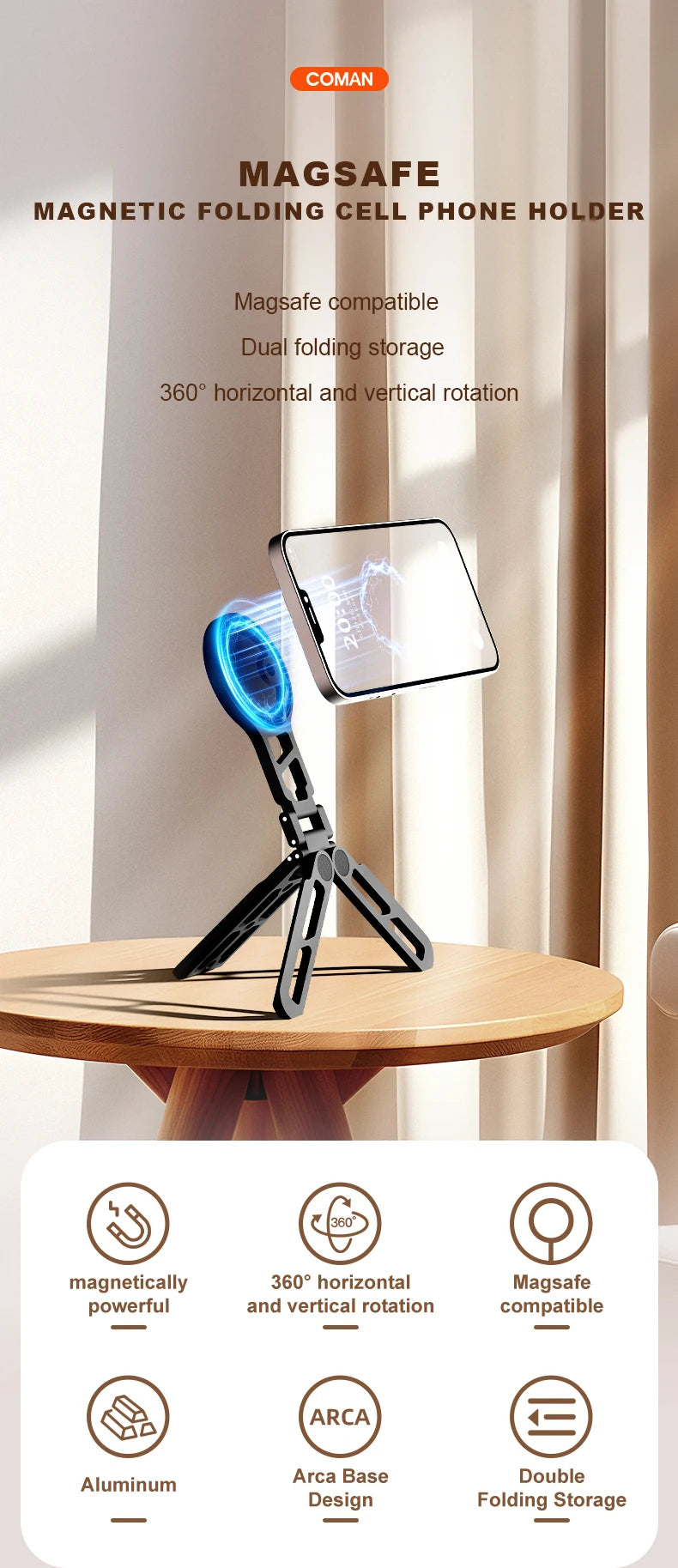 Magnetic Tripod Case Phone-case Casever