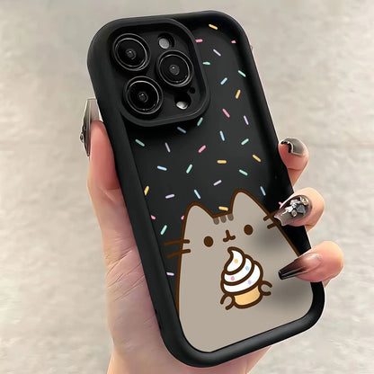 P-Pusheens cat Phone Case for IPhone 16 15 14 13 12 11 Pro Max Mini XR XS X 7 8 Plus Soft TPU Back Cover  Casever