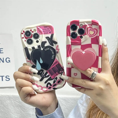 Pink grid heart Phone Case For Xiaomi Mi 14 13T 12T 11 Lite 5G NE 11i 12 13 10T 10i POCO X3 Pro NFC X4 GT X6 X5 F3 F4 Cover  Casever