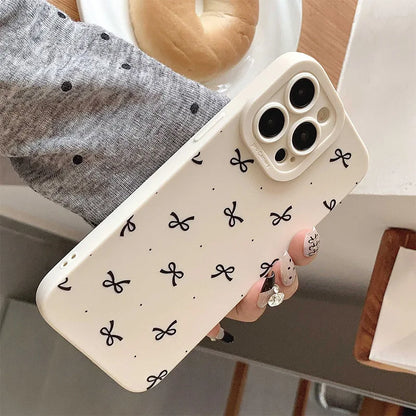 Polka dot bow graphic phone case for iPhone 16 15 14 13 12 11 x XR Xs SE2 SE 8 7 plus pro Max mini silicone back cover  Casever