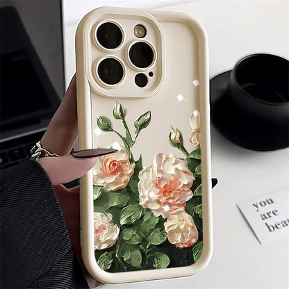 Rose Flower Phone Case For iPhone 11 Case iPhone 13 15 Pro 12 16 14 Pro Max XR XS X 7 8 Plus SE Candy Color Soft Silicone Cover  Casever