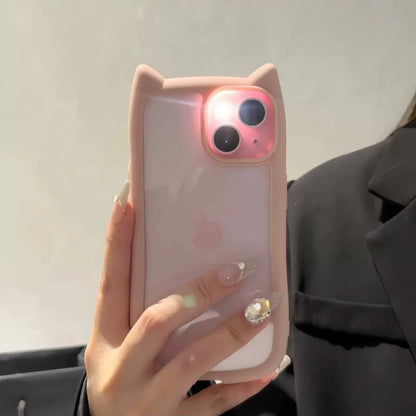 Cute Cat Ear Transparent Case For iPhone - Shockproof Soft Silicone Kawaii Funda