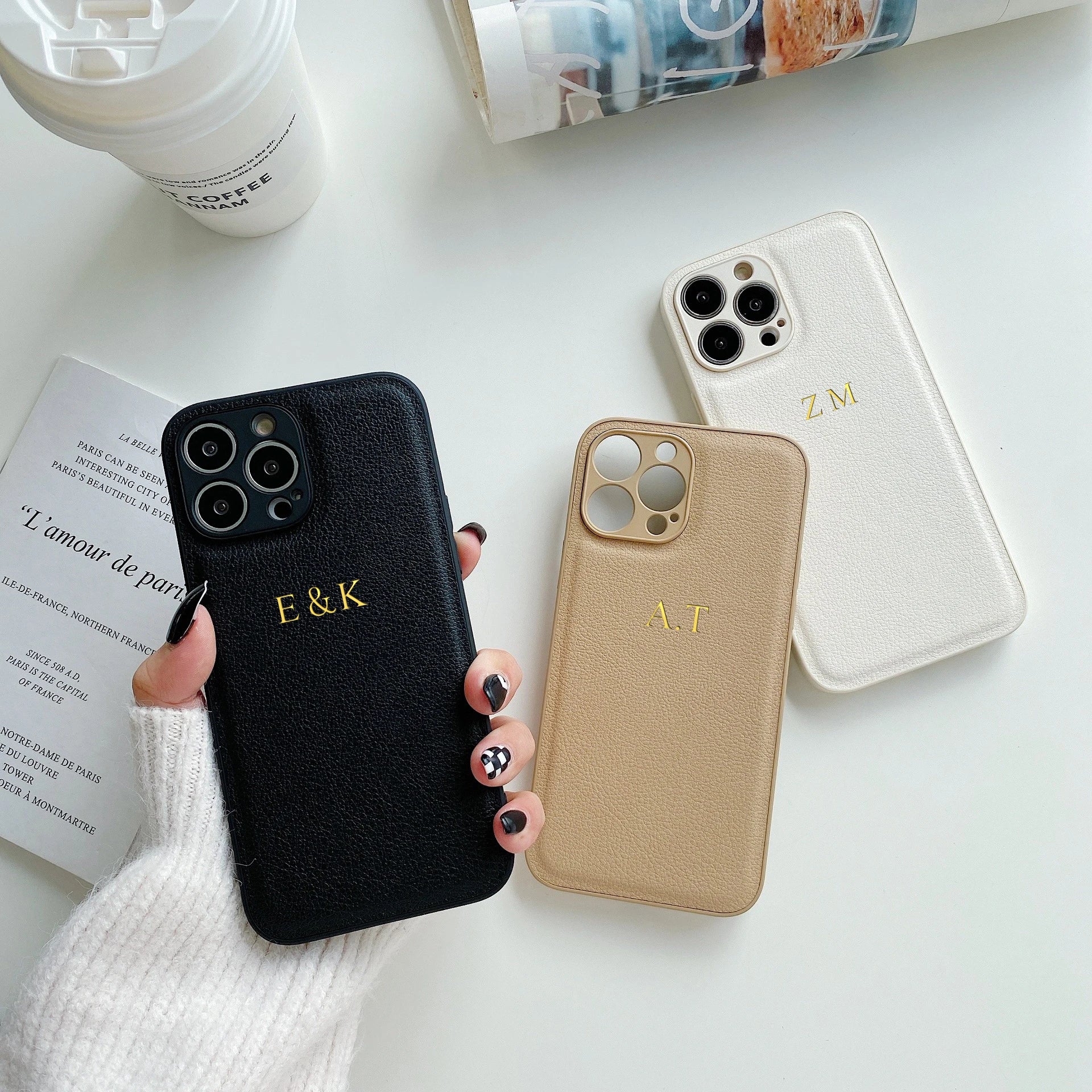 Premium Personalised Leather Case For iPhone (Customizable Letters)-Phone-case-Casever