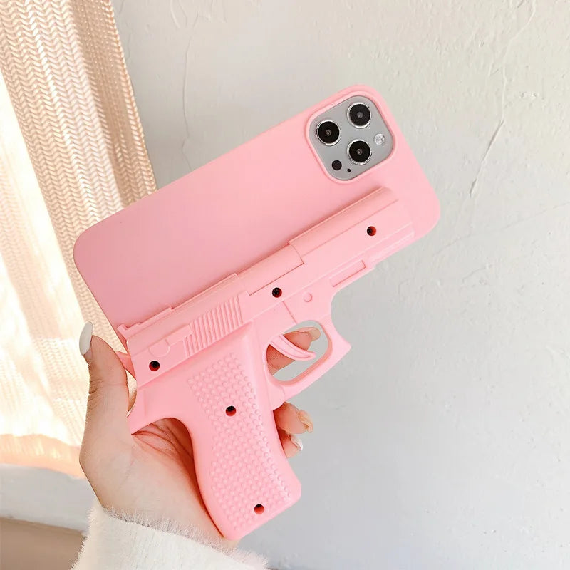 Creative Toy Pistol Phone Case for iPhone 12 - Decompressional Toy Gun with Pullable Trigger-Phone-case-Casever