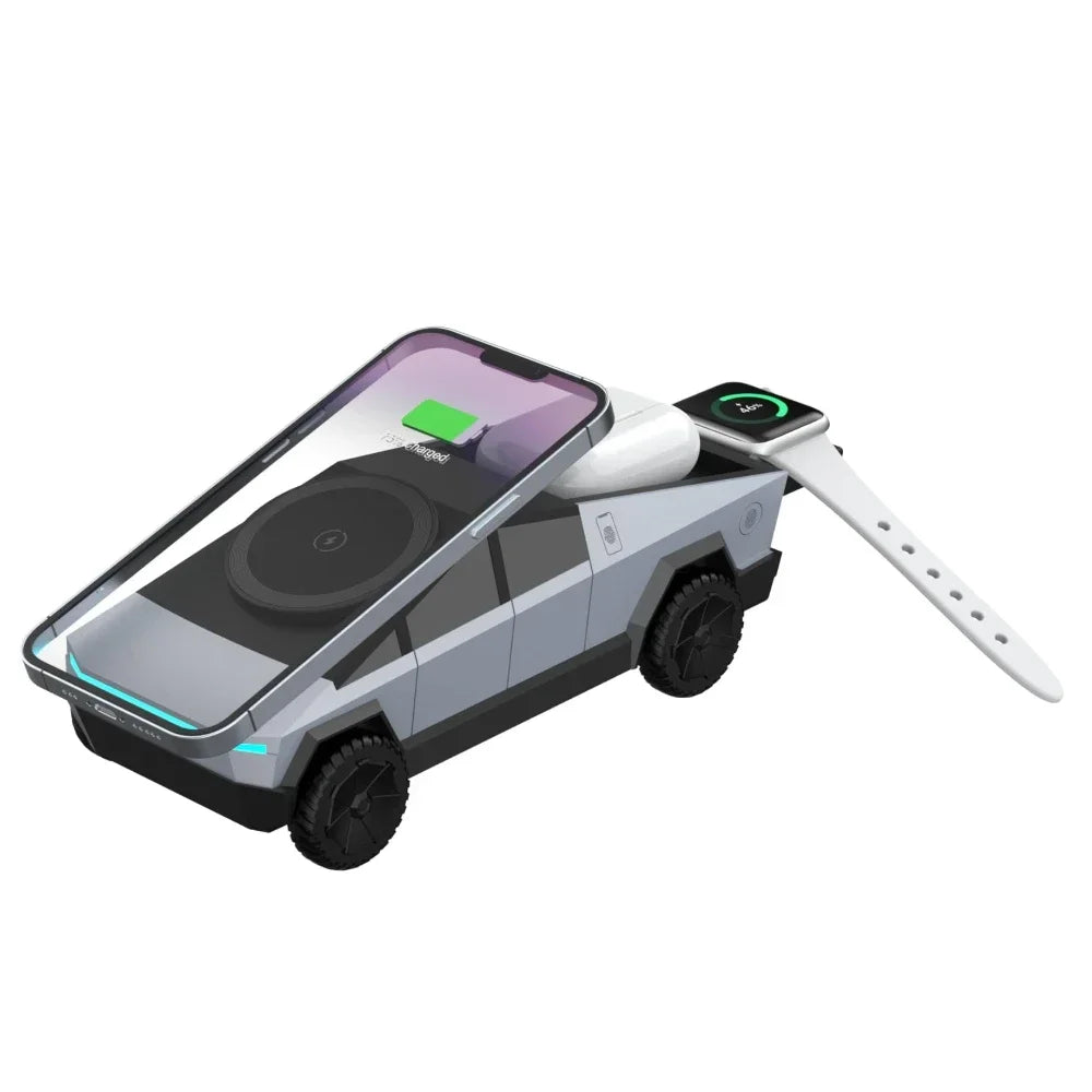 Cyber Truck 3-in-1 Wireless Charging Station for iPhone, Apple Watch, AirPods