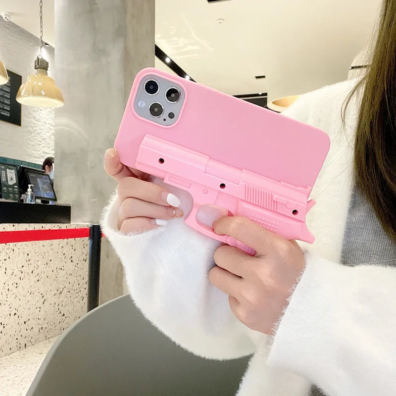 Creative Toy Pistol Phone Case for iPhone 12 - Decompressional Toy Gun with Pullable Trigger-Phone-case-Casever