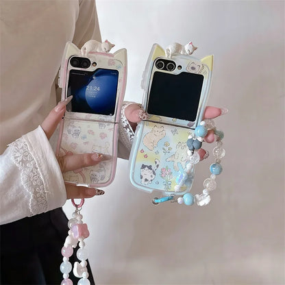 Korean Cute Cat Ear Phone Case for Samsung Galaxy Z Flip