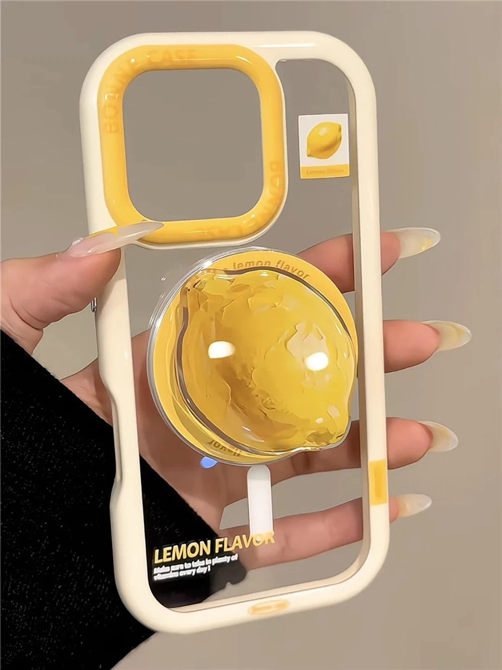 Cute Lemon Clear MagSafe GripTok Case