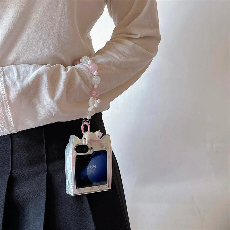 Korean Cute Cat Ear Phone Case for Samsung Galaxy Z Flip