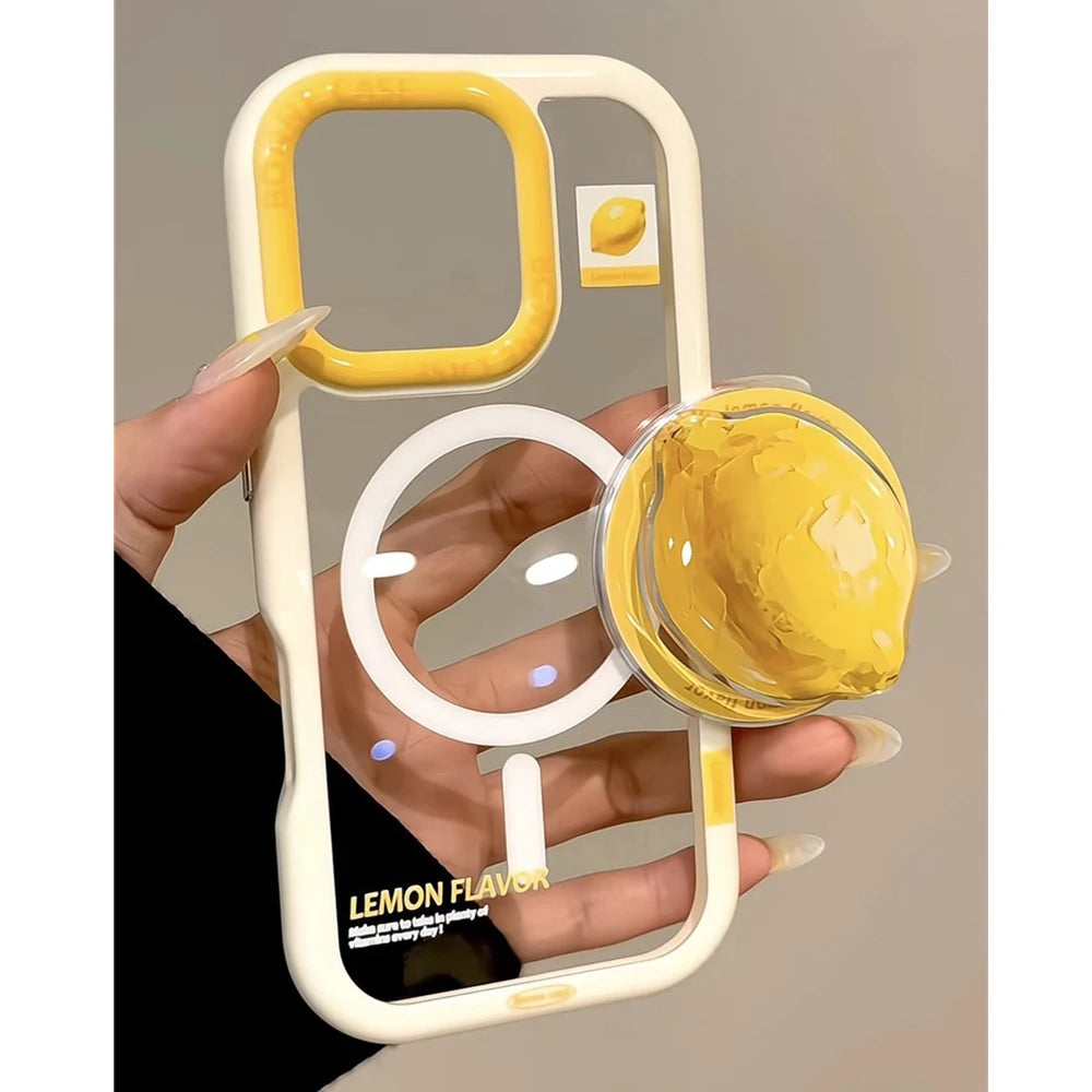 Cute Lemon Clear MagSafe GripTok Case