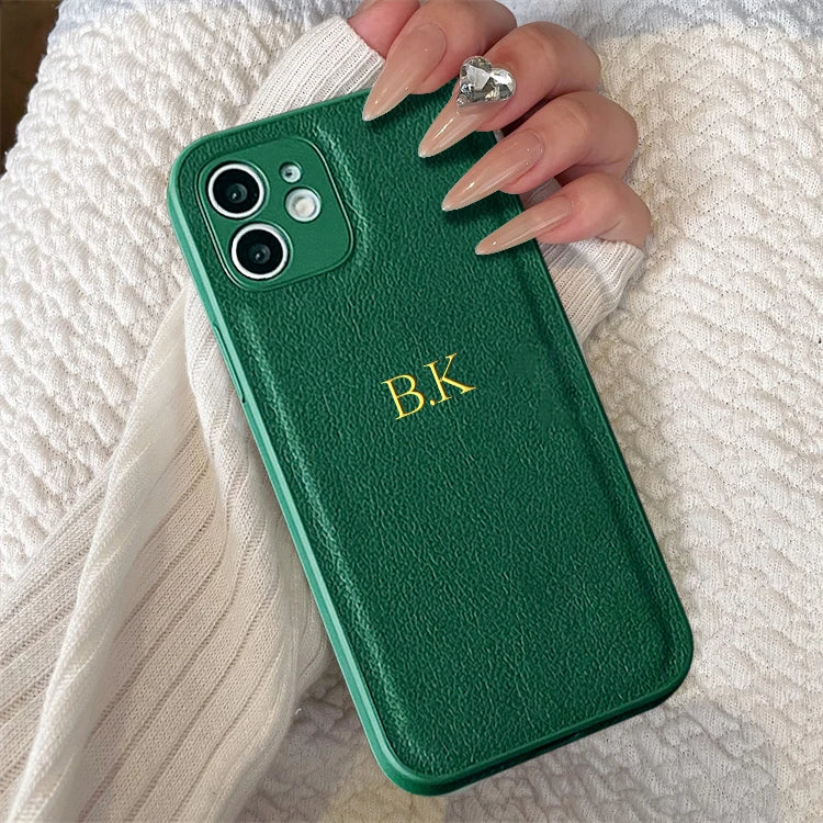 Premium Personalised Leather Case For iPhone (Customizable Letters)-Phone-case-Casever