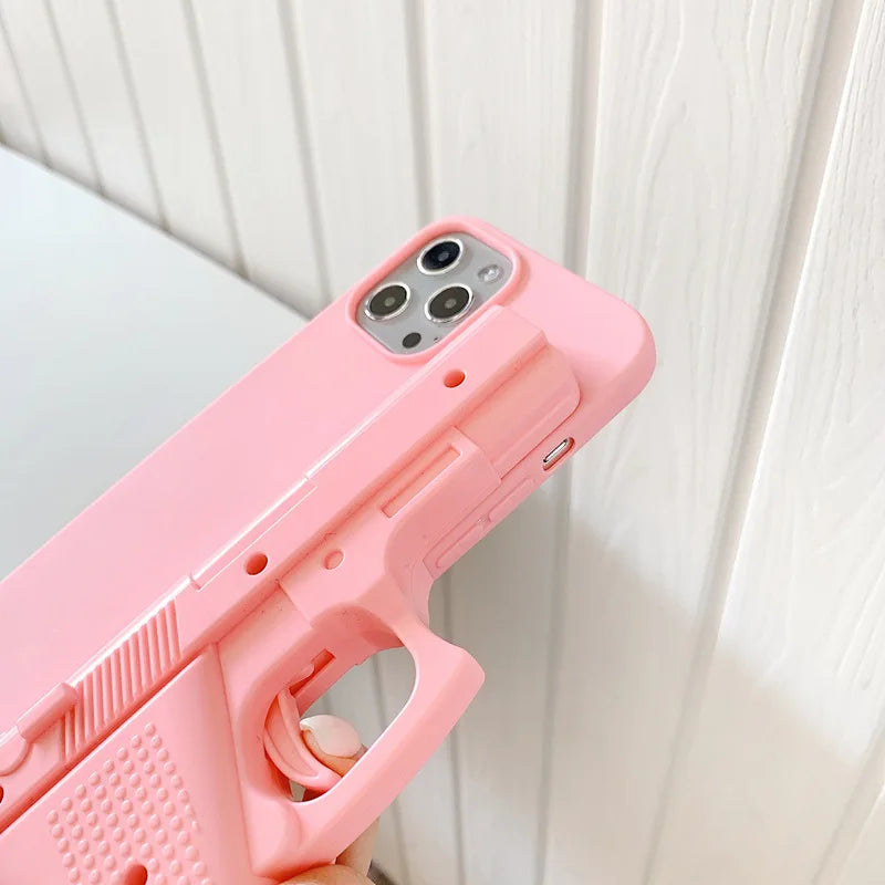 Creative Toy Pistol Phone Case for iPhone 12 - Decompressional Toy Gun with Pullable Trigger-Phone-case-Casever