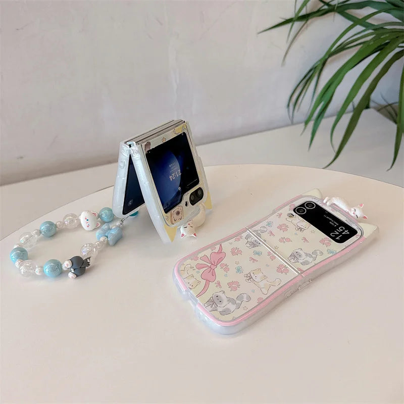 Korean Cute Cat Ear Phone Case for Samsung Galaxy Z Flip