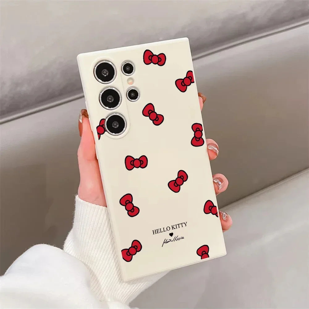 Sanrio Hello Kitty Phone Case For Samsung Galaxy S25 Ultra S24 Ultra S23 FE S22 S20 Plus A35 A50 A51 A54 A55 A71 A72 A73 Cover  Casever