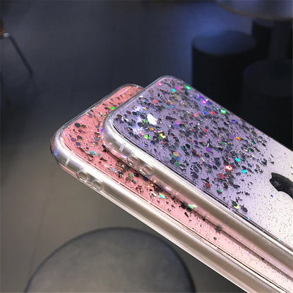 Cute Gradient Sequins Clear Glitter Phone Case For iPhones-Phone-case-Casever