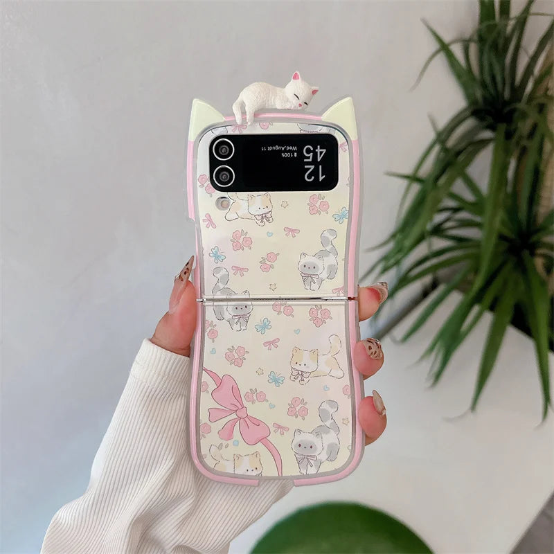 Korean Cute Cat Ear Phone Case for Samsung Galaxy Z Flip