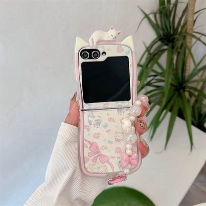 Korean Cute Cat Ear Phone Case for Samsung Galaxy Z Flip