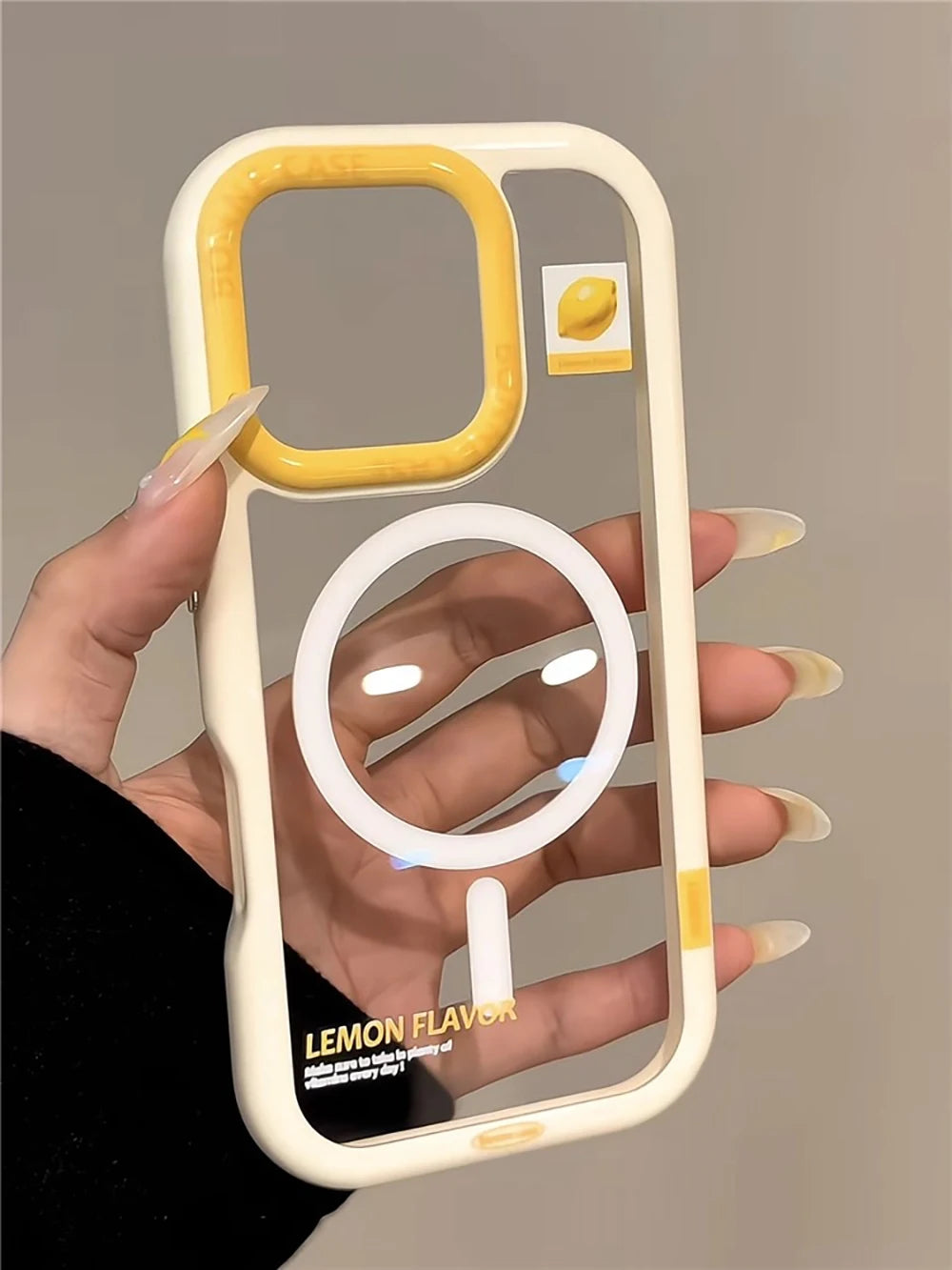 Cute Lemon Clear MagSafe GripTok Case