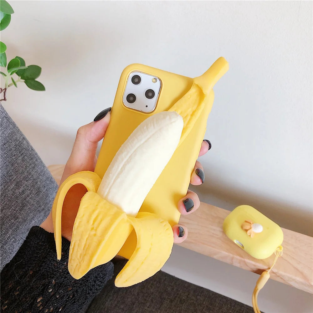 Stress Reliever Peeled banana pop Phone Case For Samsung Galaxy S8 S9 S10 Lite S10e S21 S20 FE S22 Ultra Plus Cover Coque  Casever