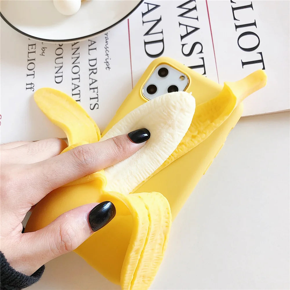 Stress Reliever Peeled banana pop Phone Case For Samsung Galaxy S8 S9 S10 Lite S10e S21 S20 FE S22 Ultra Plus Cover Coque  Casever