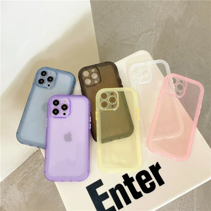 Thicken Transparent Bumper Silicone Camera Protective Phone Case For iPhone 15 14 13 12 11 Pro Max Candy Shockproof Soft Cover  Casever