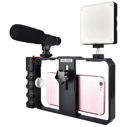 YELANGU Pro Smartphone Video Rig Filmmaking Case Phone Video Stabilizer Grip Mount for IPhone Xs Max XR X 8 Plus Samsung Huawei  Casever